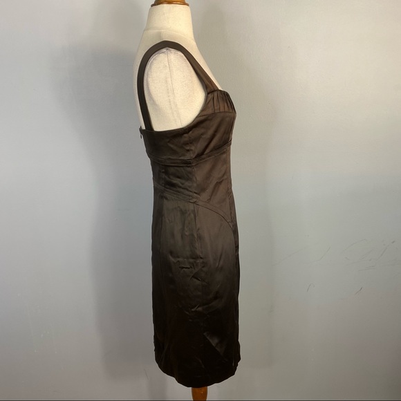 Cue Size 10 Satan Black  Sweetheart Neck Dress - Picture 5 of 8